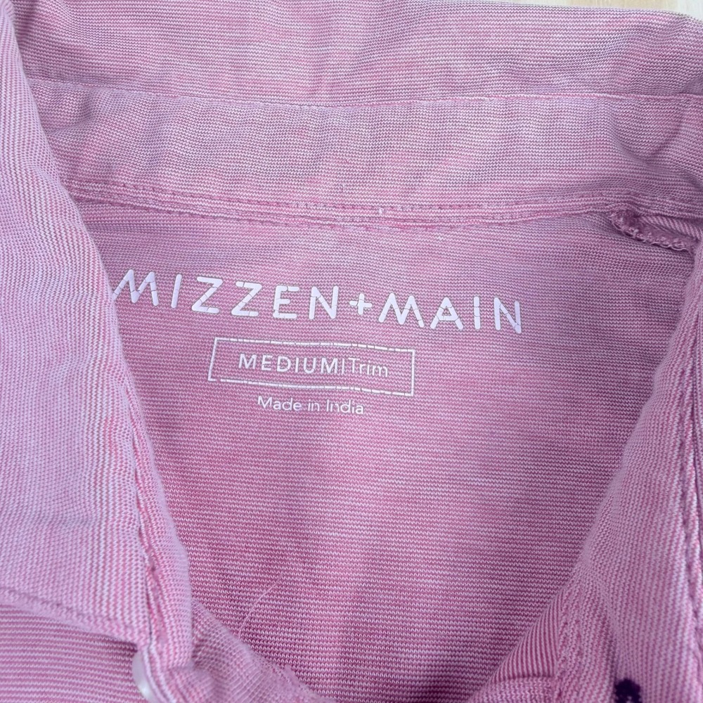 Mizzen + Main Mens Trim Fit Performance Polo Shirt Pink Heathered Medium M - Picture 7 of 8